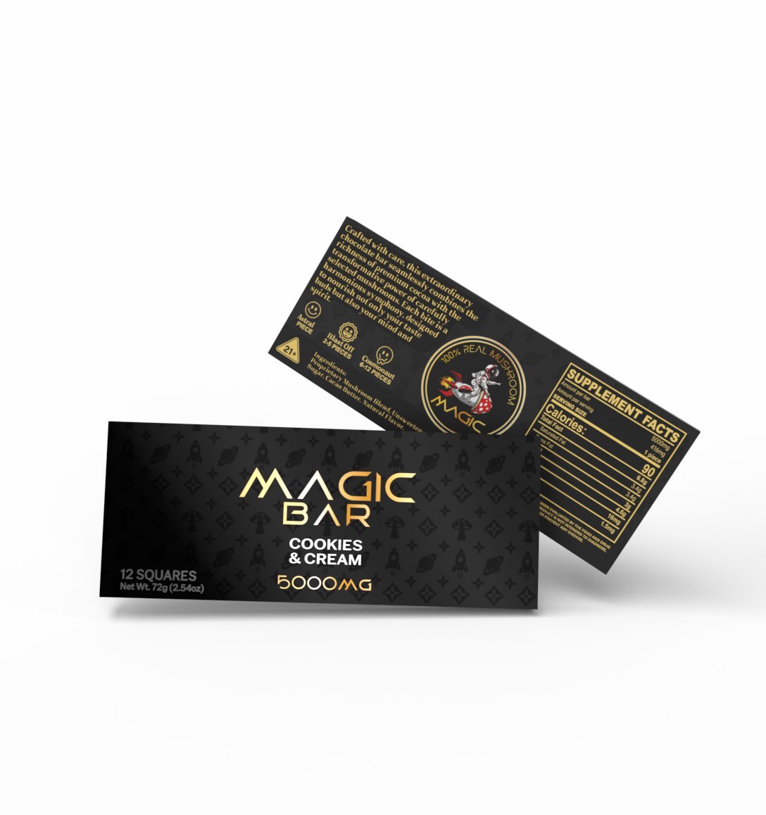 Magic Mushroom Chocolate Bar 5 Grams – Cookies and Cream